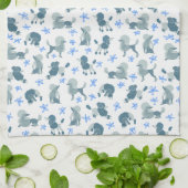 Muted Blue Poodles Tea Towel Theedoek (Gevouwen)