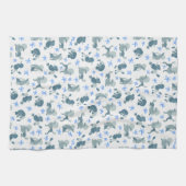 Muted Blue Poodles Tea Towel Theedoek (Horizontaal)