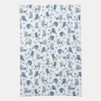 Muted Blue Poodles Tea Towel Theedoek