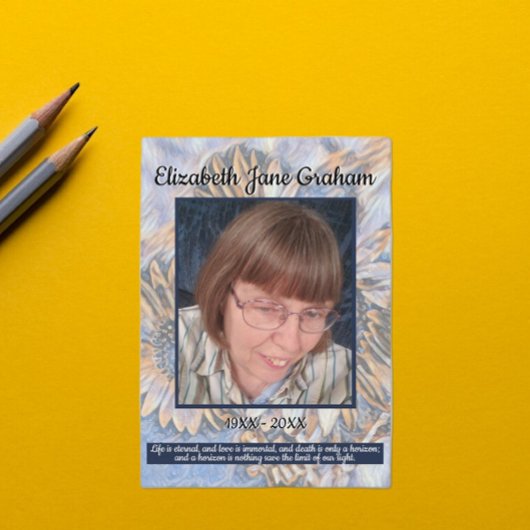 Muted Blue Sunflower Art | Photo | Funeral     Programmakaart