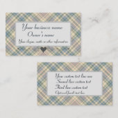 Muted Blue Tartan Pset Visitekaartje (Voorkant / Achterkant)