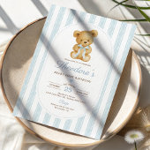 Muted Blue Teddy Bear eerste verjaardagsfeestje Kaart