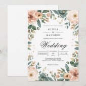 Muted Blush Blossom Arch Wedding Kaart (Voorkant / Achterkant)