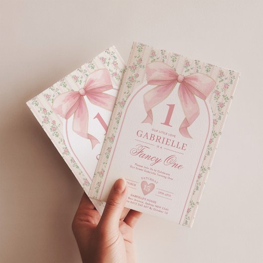 Muted Blush Bow Fancy One Love Shack 1e verjaardag Kaart