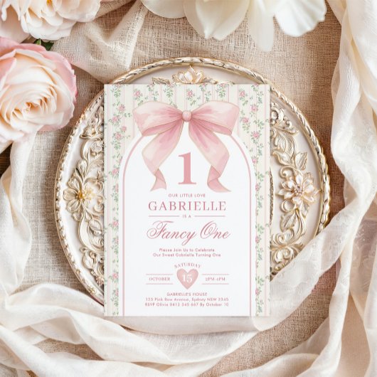 Muted Blush Bow Fancy One Love Shack 1e verjaardag Kaart