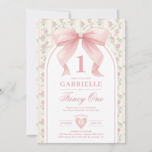 Muted Blush Bow Fancy One Love Shack 1e verjaardag Kaart (Voorkant)