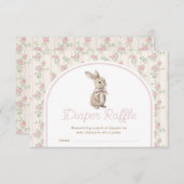 Muted Blush Bunny Rabbit Baby Shower Diaper Raffle Informatiekaartje (Voorkant / Achterkant)