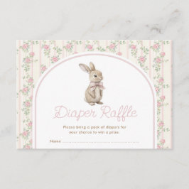Muted Blush Bunny Rabbit Baby Shower Diaper Raffle Informatiekaartje