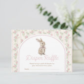 Muted Blush Bunny Rabbit Baby Shower Diaper Raffle Informatiekaartje (Staand voorkant)