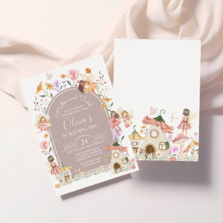 Muted Blush Wildflower Fairy Verjaardag Kaart