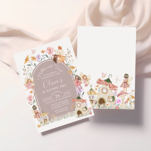 Muted Blush Wildflower Fairy Verjaardag Kaart