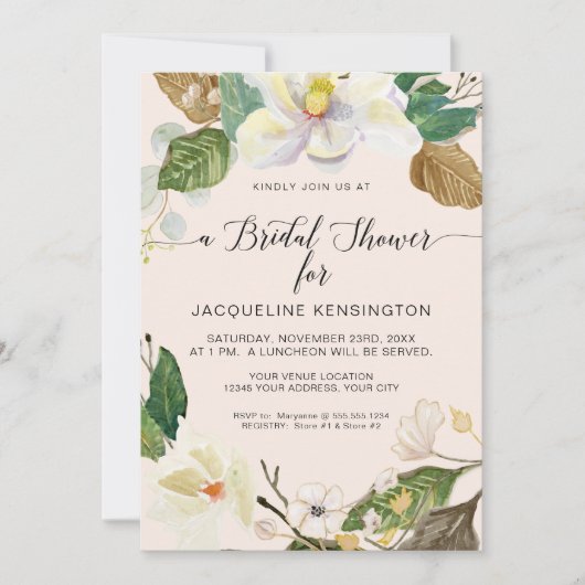 Muted Boho Floral Waterverf Foliage Vrijgezellenfe Kaart (Voorkant)