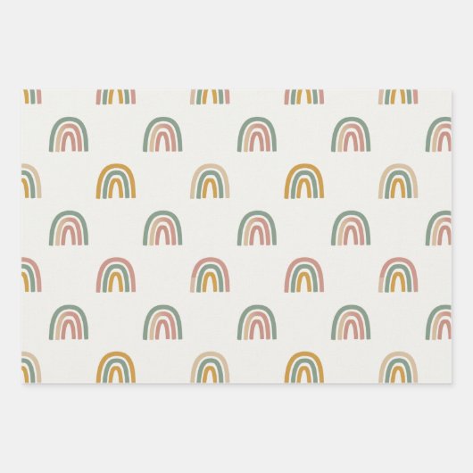 Muted boho rainbow scandi pattern  inpakpapier vel (Voorkant 3)