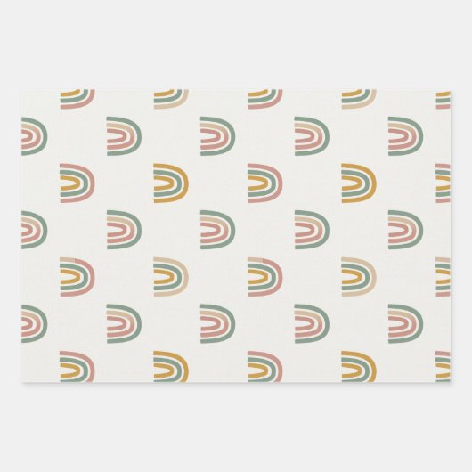 Muted boho rainbow scandi pattern  inpakpapier vel (Voorkant 2)