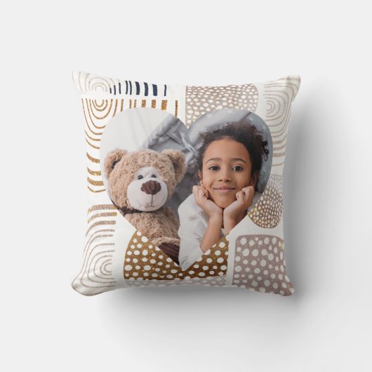 Muted Boho Shapes Heart Foto Kussen (Voorkant)