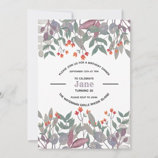 Muted Botanical Invitation Kaart (Voorkant)