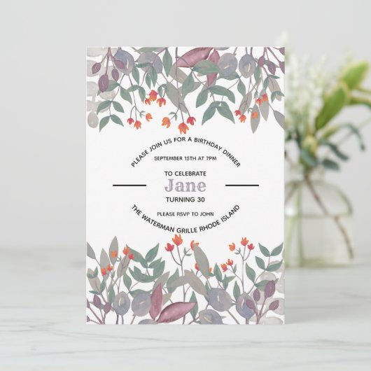 Muted Botanical Invitation Kaart (Staand voorkant)