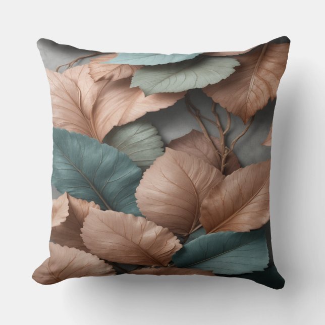 Muted Botanical Leaf Accent Throw Pillow Kussen (Voorkant)