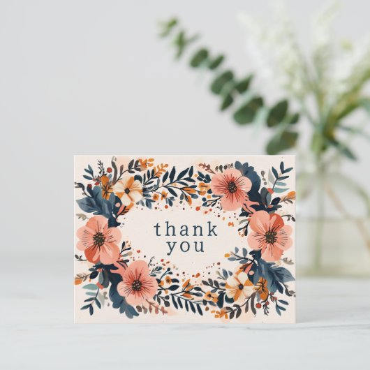 Muted Chic Florals CUSTOM BEDANKT Briefkaart (Staand voorkant)