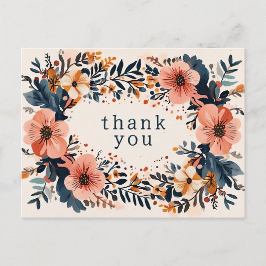 Muted Chic Florals CUSTOM BEDANKT Briefkaart (Voorkant)