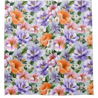 Muted Colorful Flowers Boho flower  Douchegordijn