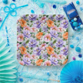 Muted Colorful Flowers Boho flower  Papieren Bordje (Feest)