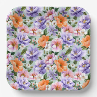 Muted Colorful Flowers Boho flower  Papieren Bordje
