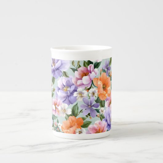 Muted Colorful Flowers Boho flower  Porselein Kop (Voorkant)