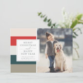 Muted Colorful Stripes Merry-kerstfotokaart Feestdagenkaart (Staand voorkant)