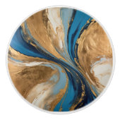 Muted Copper and blue marble abstract Keramische Knop (Voorkant)