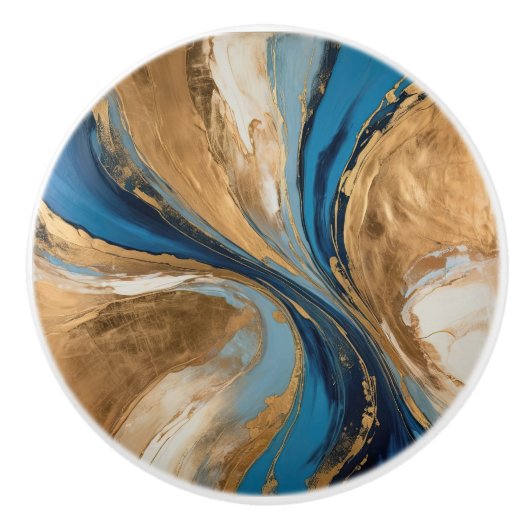 Muted Copper and blue marble abstract Keramische Knop (Voorkant)