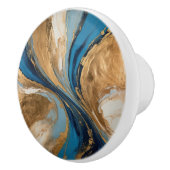 Muted Copper and blue marble abstract Keramische Knop (Rechts)