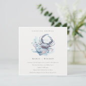 Muted Crab Coral Nautical Couples Shower Invite Bedankkaart (Staand voorkant)