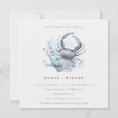 Muted Crab Coral Nautical Couples Shower Invite Bedankkaart (Voorkant)