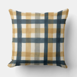 Muted creamy watercolor brush plaid pattern kussen