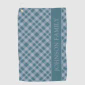 Muted Cyaan Plaid Pattern Custom Naam Golf Handdoe Golfhanddoek (Voorkant)