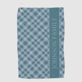 Muted Cyaan Plaid Pattern Custom Naam Golf Handdoe Golfhanddoek