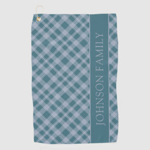 Muted Cyaan Plaid Pattern Custom Naam Golf Handdoe Golfhanddoek