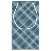 Muted Cyaan Plaid Pattern Gift Bag Klein Cadeauzakje (Achterkant)