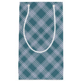 Muted Cyaan Plaid Pattern Gift Bag Klein Cadeauzakje (Voorkant)