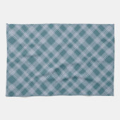 Muted Cyaan Plaid Pattern Keukenhanddoek (Horizontaal)
