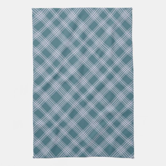 Muted Cyaan Plaid Pattern Keukenhanddoek (Verticaal)