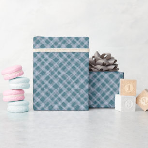 Muted Cyaan Plaid Pattern Wrapping Paper Roll Cadeaupapier