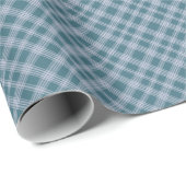 Muted Cyaan Plaid Pattern Wrapping Paper Roll Cadeaupapier (Rol Hoek)