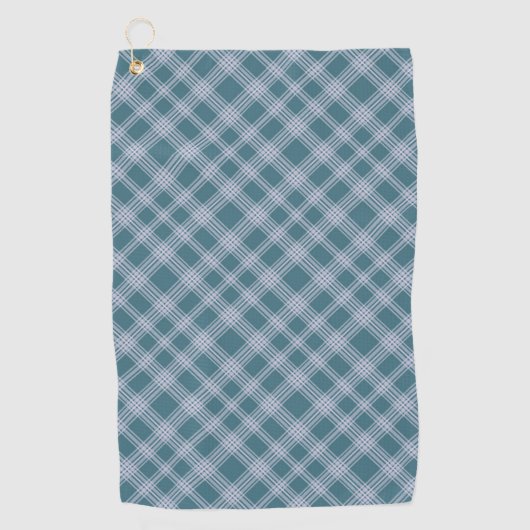 Muted Cyan Plaid Pattern Golf Handdoek (Voorkant)