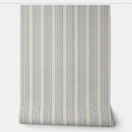 Muted Distressed Blue Farmhouse Ticking Stripe Behang