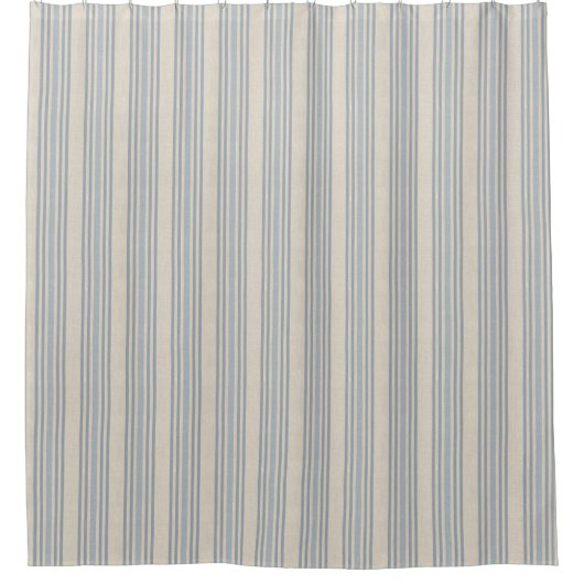 Muted Distressed Blue Farmhouse Ticking Stripe Douchegordijn (Voorkant)
