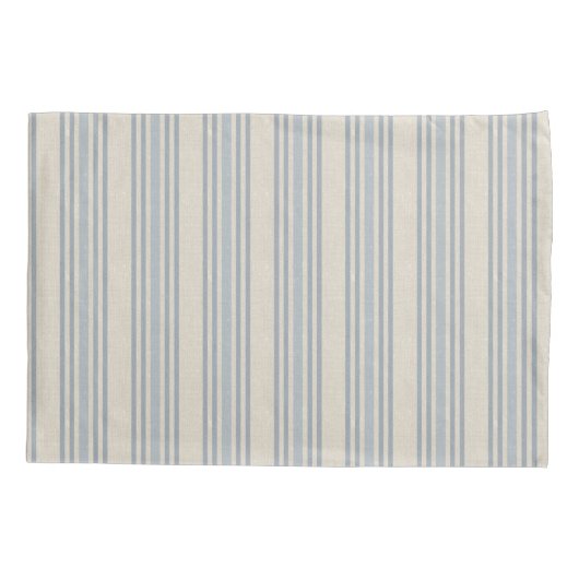 Muted Distressed Blue Farmhouse Ticking Stripe Kussensloop (Achterkant)