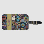 Muted Earthy Folk Art Patchwork Quilt Bagagelabel (Voorkant (horizontaal))