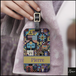 Muted Earthy Folk Art Patchwork Quilt Bagagelabel